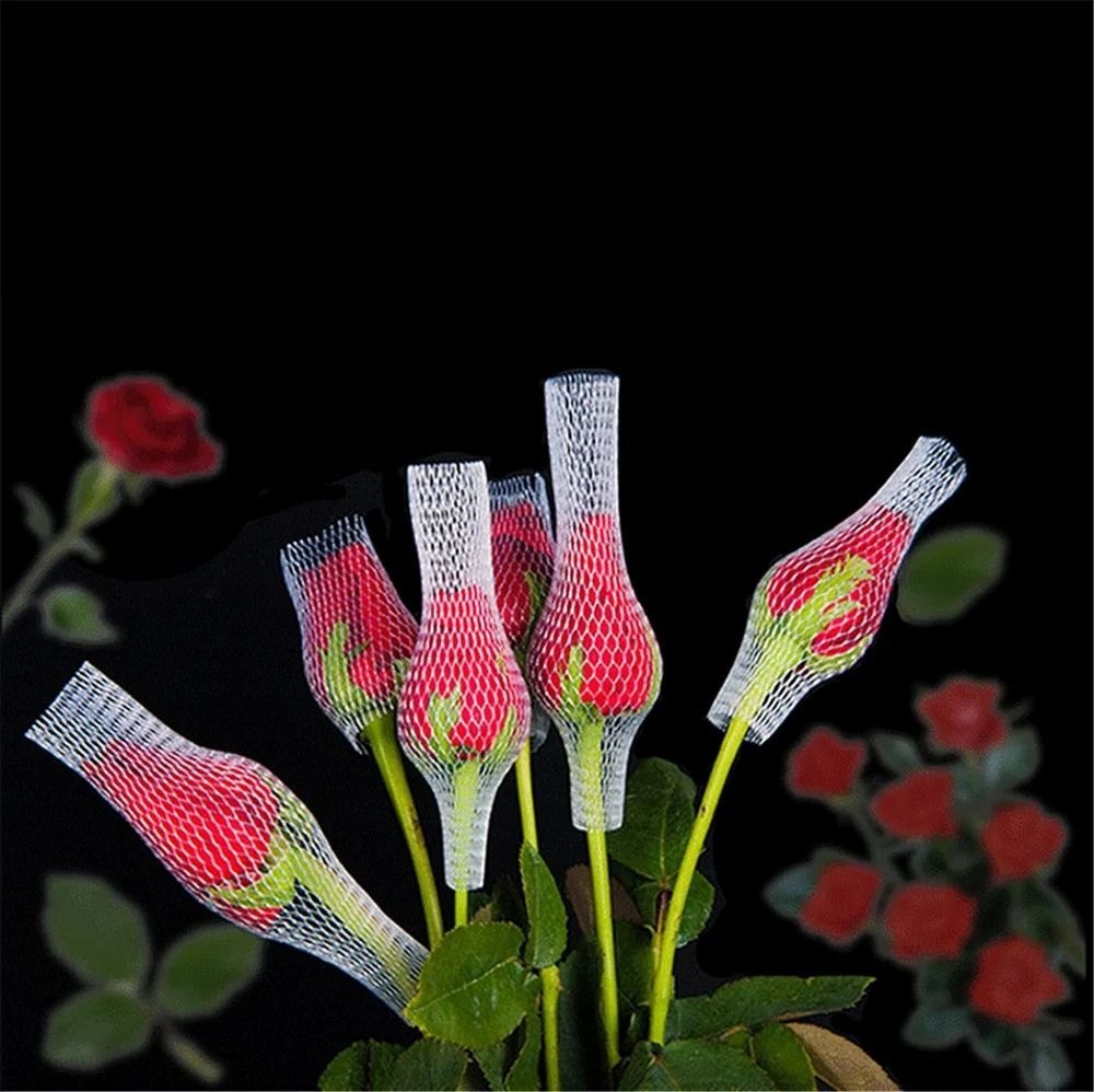 Close-up of rose bud sleeve mesh structure